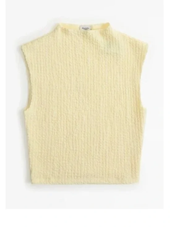 Abercrombie and Fitch Paloma Bubble Knit Top butter Yellow size medium - Picture 1 of 6